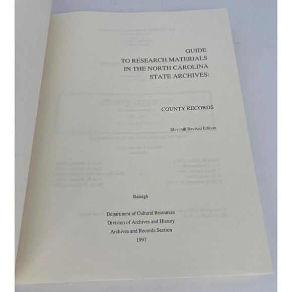 1997 Guide to Research Materials in the North Carolina State Archives Book - Picture 3 of 6